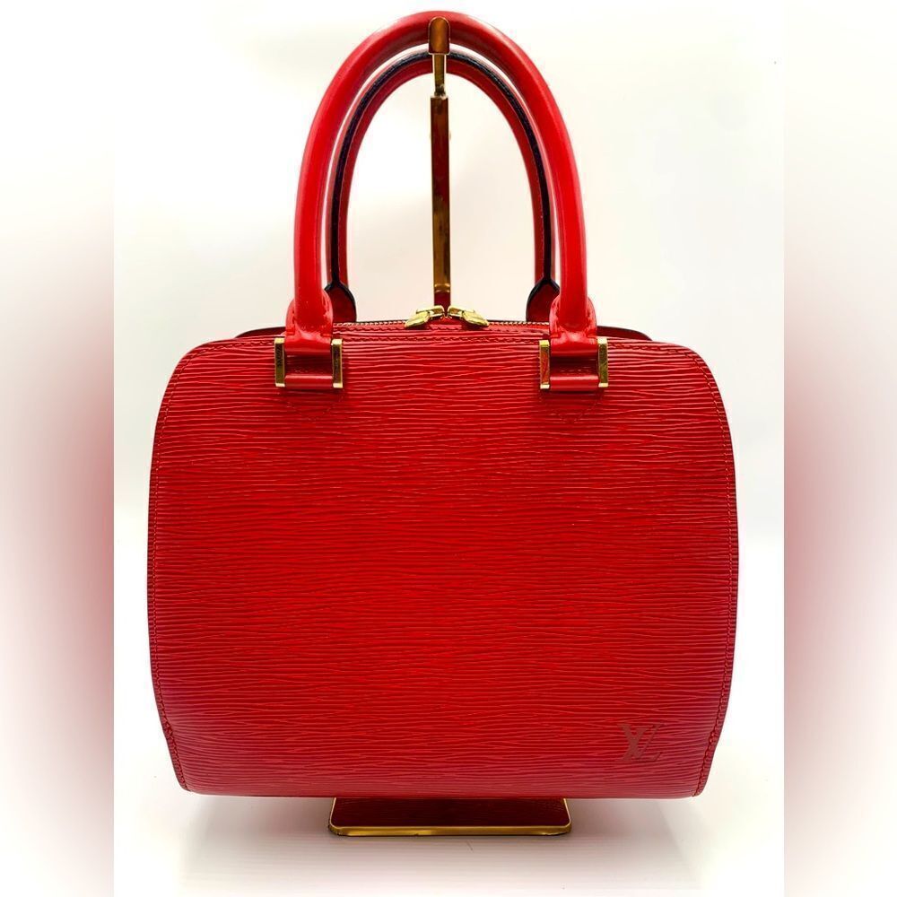 Auth Louis Vuitton Vtg Castilian Red Epi Leather Pont Neuf PM Handbag Tote Purse